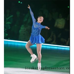 free shipping stores blue figure skating costume kids women ladies ice dresses for sale BY214