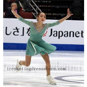 2021 for sale kids stores cute outfits to wear ice skating ice skating dress green usa customize BY261