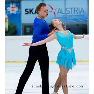 dark blue figure skating dresses women customize kids custom crystals BY224