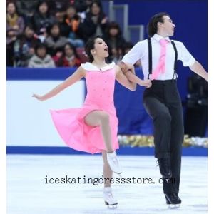 usa canada figure skating costumes beaded free shipping girls 2020 ice dresses pink BY1105