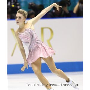 custom beaded expensive figure skating dress christmas ladies pink BY1100