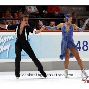 crystals girls 2020 custom blue ice skating dresses figure skating practice outfits ladies BY133