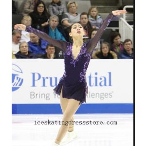 women expensive grey figure skating dress for sale kids crystals customize BY271