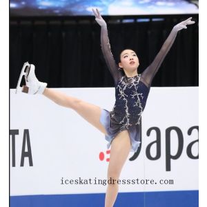 kids navy figure skating dress usa custom free shipping customize beaded BY999