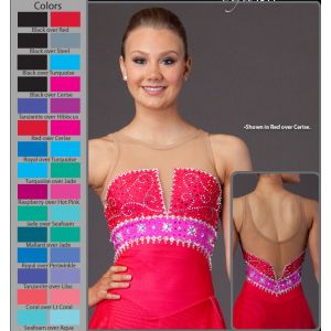 customize expensive red ice skating wear Brad Griffies usa beaded crystals olympic skating outfits BY1500