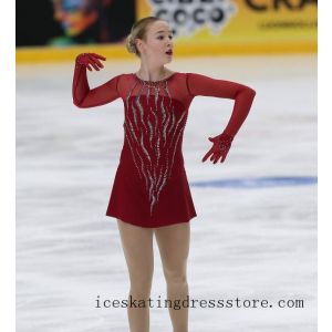 yuna kim figure skating dresses for sale competition canada customize red BY1195
