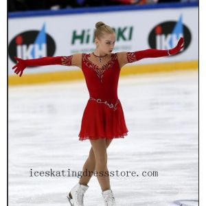 yuna kim red dress expensive canada for sale free shipping women skating clothes BY1191