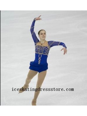 women expensive crystals anna shcherbakova dress for sale customize blue skating clothes BY170