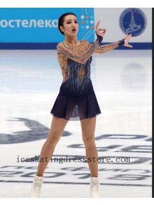 crystals 2019 customize kids burgundy ice skating dress ladies BY353