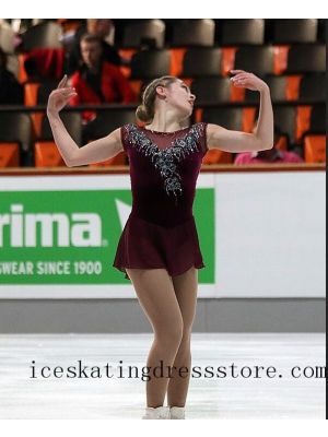 competition women custom figure skating costumes ice skating dress brown beaded canada crystals ladies BY242
