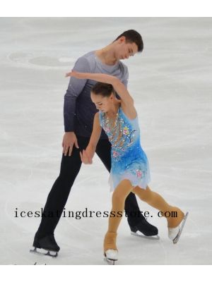 crystals free shipping custom blue skating clothing kids stores cute ice skating outfits 2020 BY153