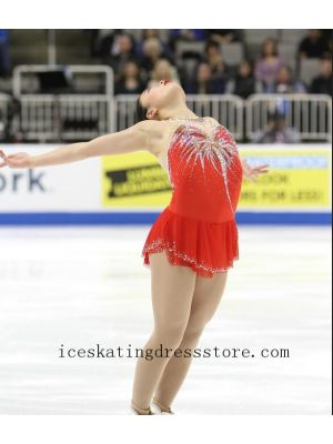 red skating clothes dress figure skating kids women competition expensive free shipping BY1197