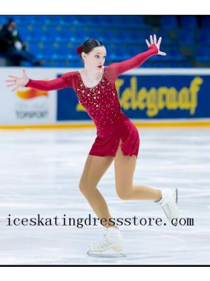 ladies girls kids usa red skating clothing figure skating dance dresses competition BY1257