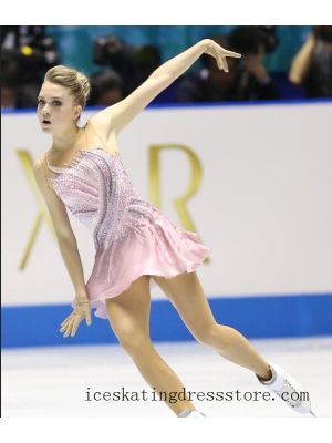 custom beaded expensive figure skating dress christmas ladies pink BY1100