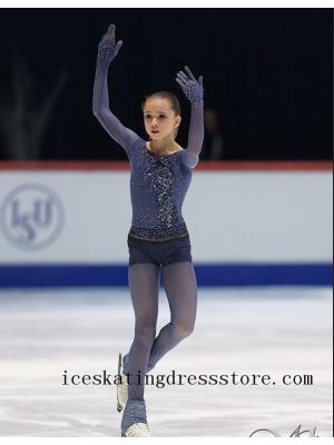 grey 2020 women canada girls customize figure skating dress christmas BY285