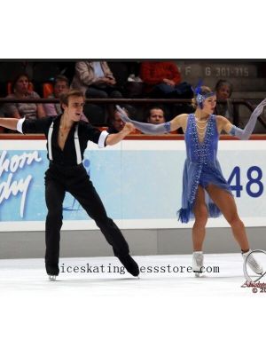 crystals girls 2020 custom blue ice skating dresses figure skating practice outfits ladies BY133