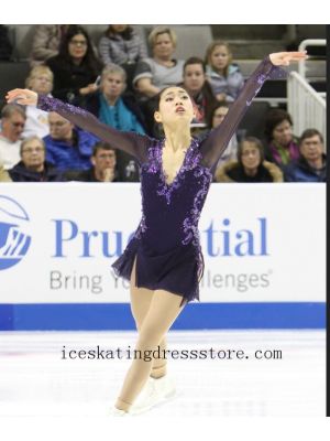 women expensive grey figure skating dress for sale kids crystals customize BY271