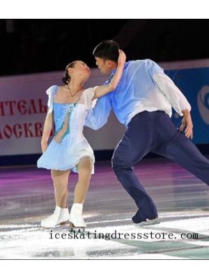 crystals ice dress figure skating canada usa figure dress blue for sale customize competition BY162