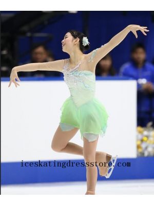 ice skating dress green women girls crystals 2021 free shipping canada ice skating costumes female BY247