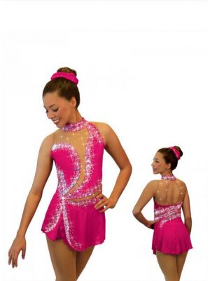 customize custom expensive usa ice skating wear ladies Sharene ice skating dress pink beaded for sale BY1547