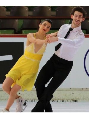 usa kids ladies competition mint yellow figure skating dress free shipping expensive BY1403