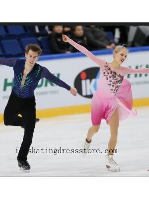 custom stores kids girls free shipping ombre figure skating dress BY1137
