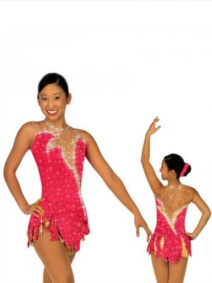 kids red figure skating competition dress crystals ice skating dresses Sharene's girls 2020 competition BY1557