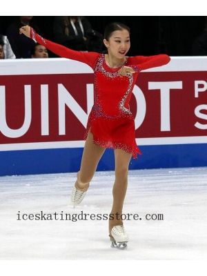 competition used skating dresses for sale expensive red beaded for sale BY1284