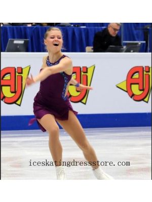 crystals stores ladies free shipping velvet figure skating dresses custom BY580