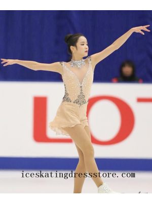 women free shipping white figure skating competition dress beaded competition ladies custom figure dress BY1375