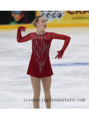 yuna kim figure skating dresses for sale competition canada customize red BY1195